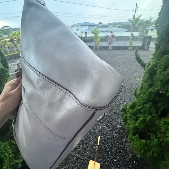 Coach Christie Carryall Gray Smooth Leather Satchel Crossbody Silver Hardware - Picture 8 of 13